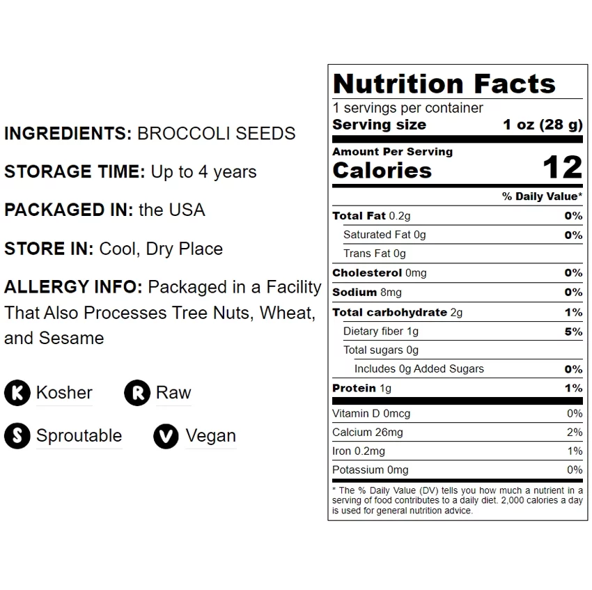 Food to Live, Broccoli Sprouting Seeds, 5 Pounds, Kosher, Sproutable