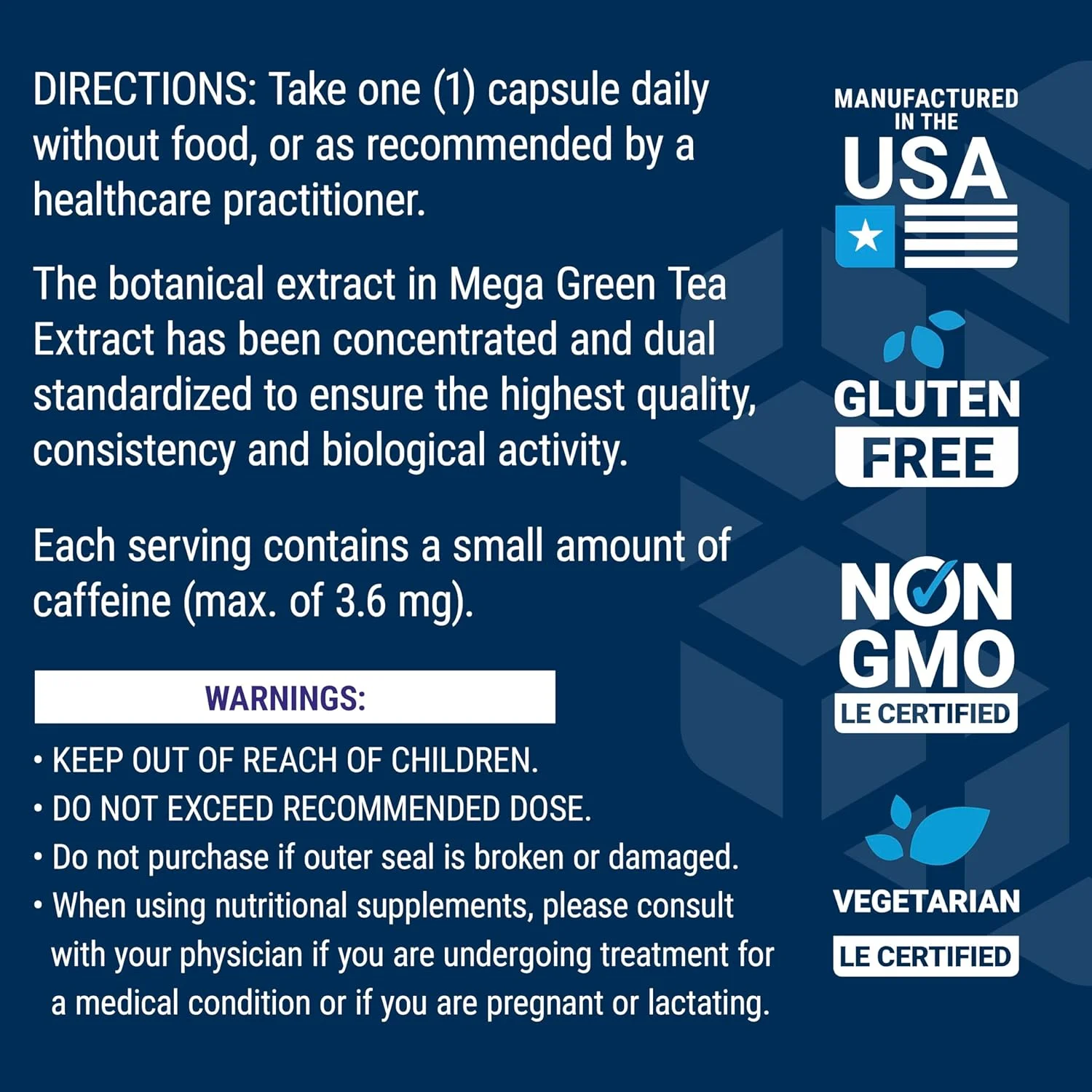 Life Extension Decaffeinated Mega Green Tea Extract – Polyphenol-Rich, Cell Health, Heart Health, Brain Health, Antioxidant Protection – Non-GMO, Gluten-Free, Vegetarian – 100 Capsules