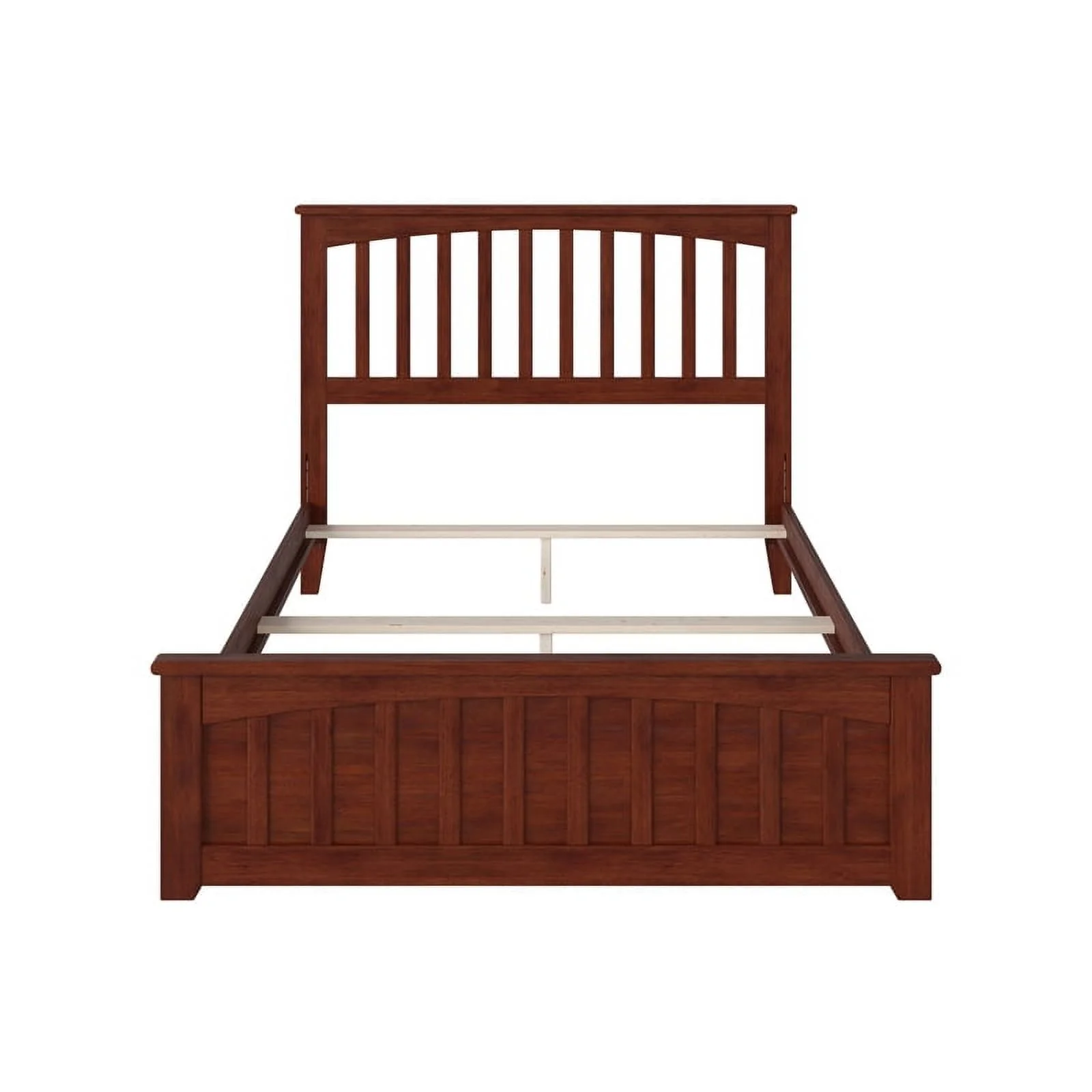 Leo & Lacey Farmhouse Solid Wood Full Spindle Bed with Headboard in Walnut