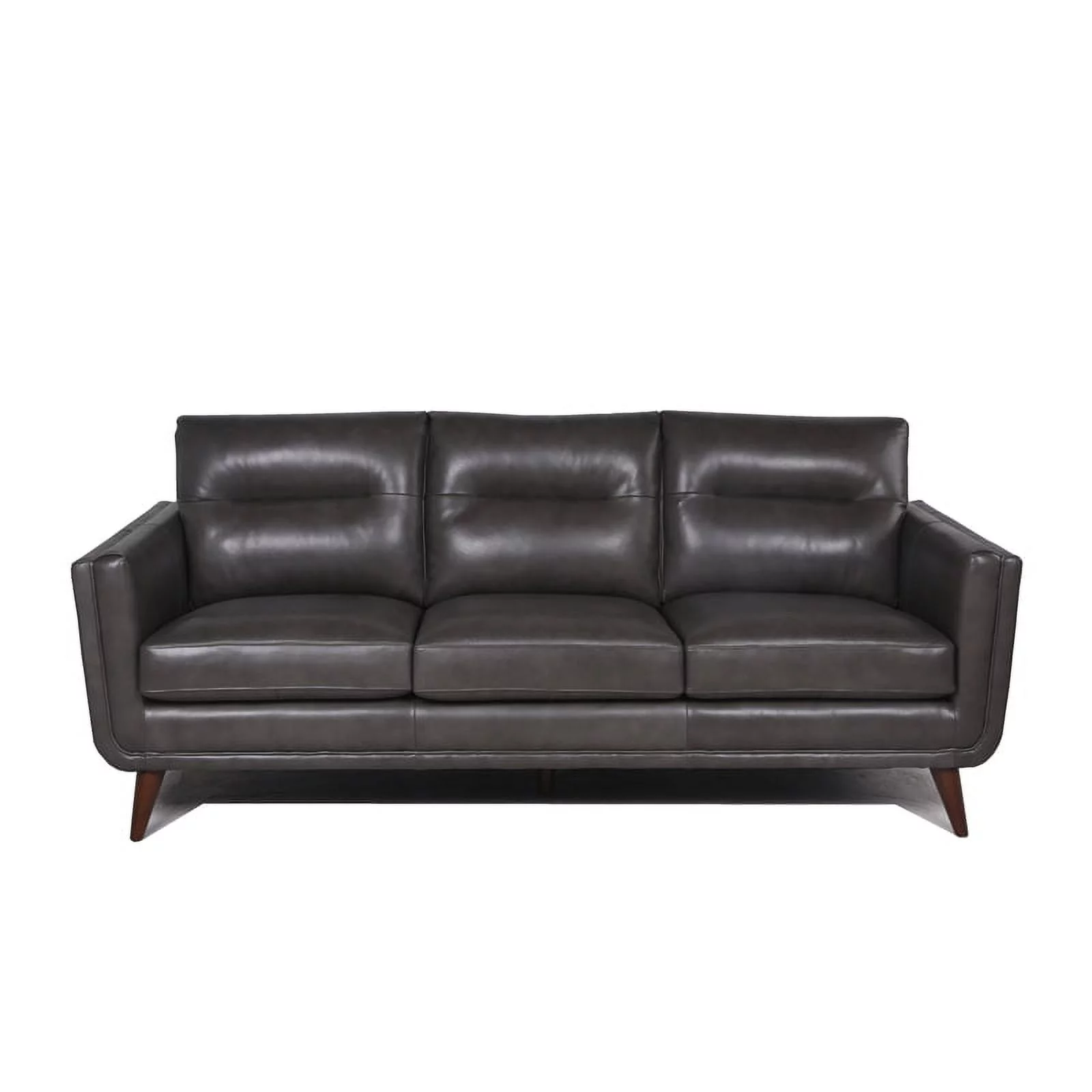 Rex Mid-Century Leather Sofa in Gray