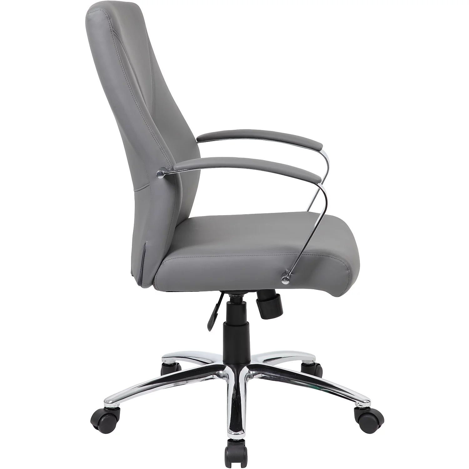 Boss Office Products B10101-GY LeatherPlus Executive Chair with Silver Accent, Grey