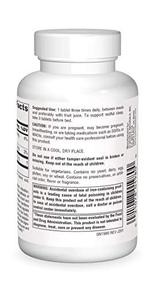 Source Naturals L-Tryptophan, 500 mg Essential Amino Acid Supplement - 120 Tablets