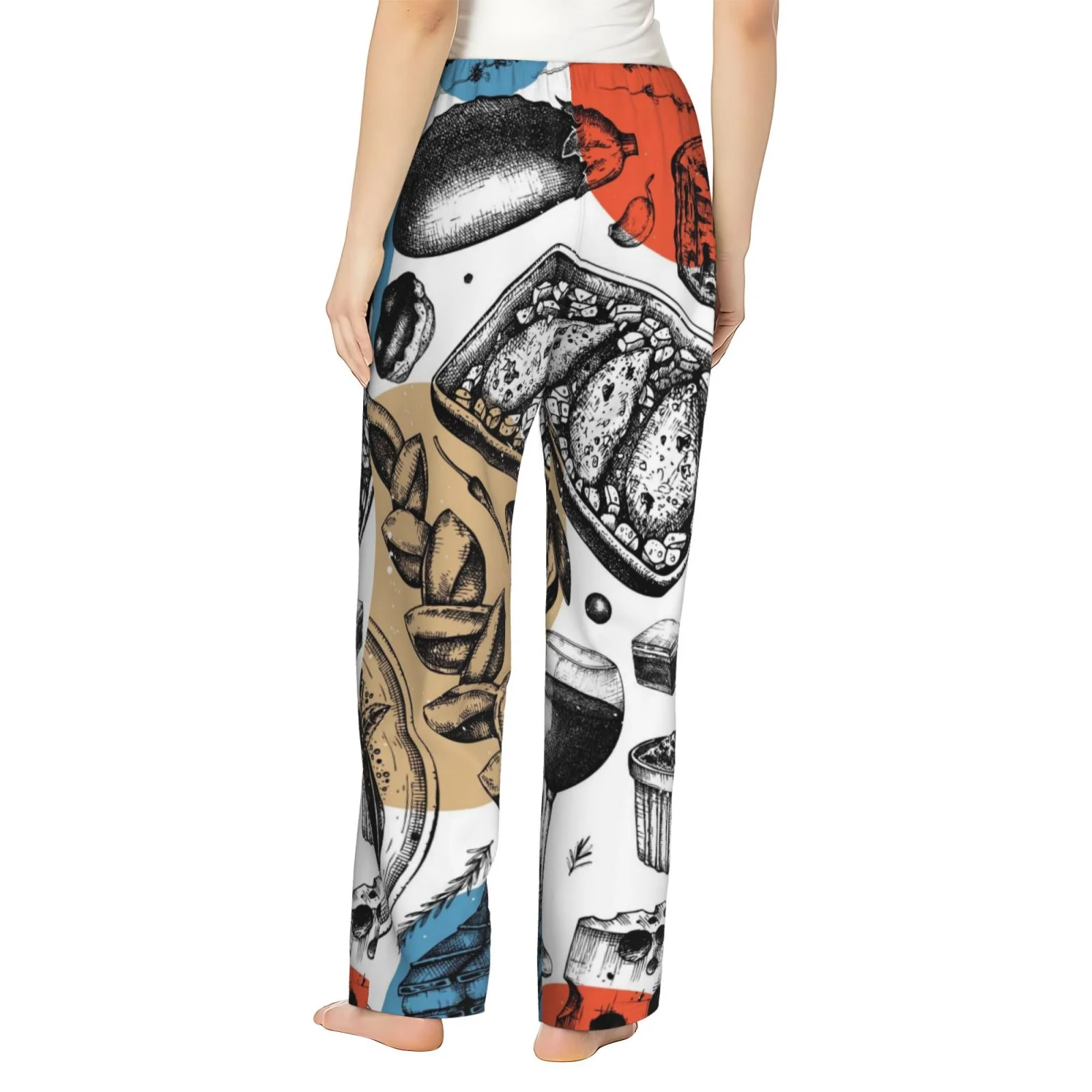 Junzan French Food Women'S Pajama Pants Drawstring Comfy Sleep Bottoms With Pockets