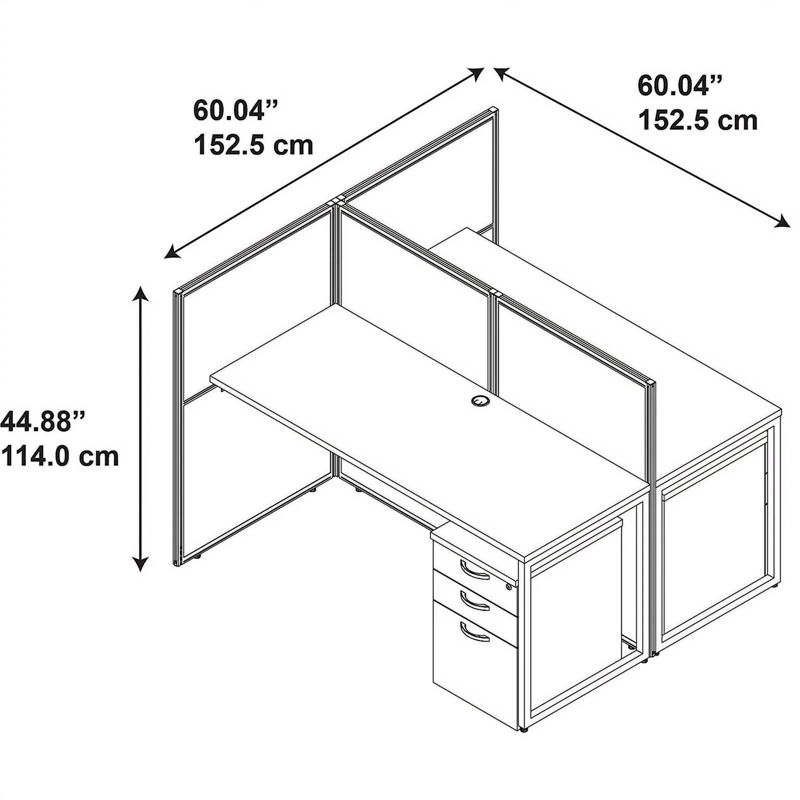 Scranton & Co Furniture 60W Two Person Straight Desk Office Suite in Cherry