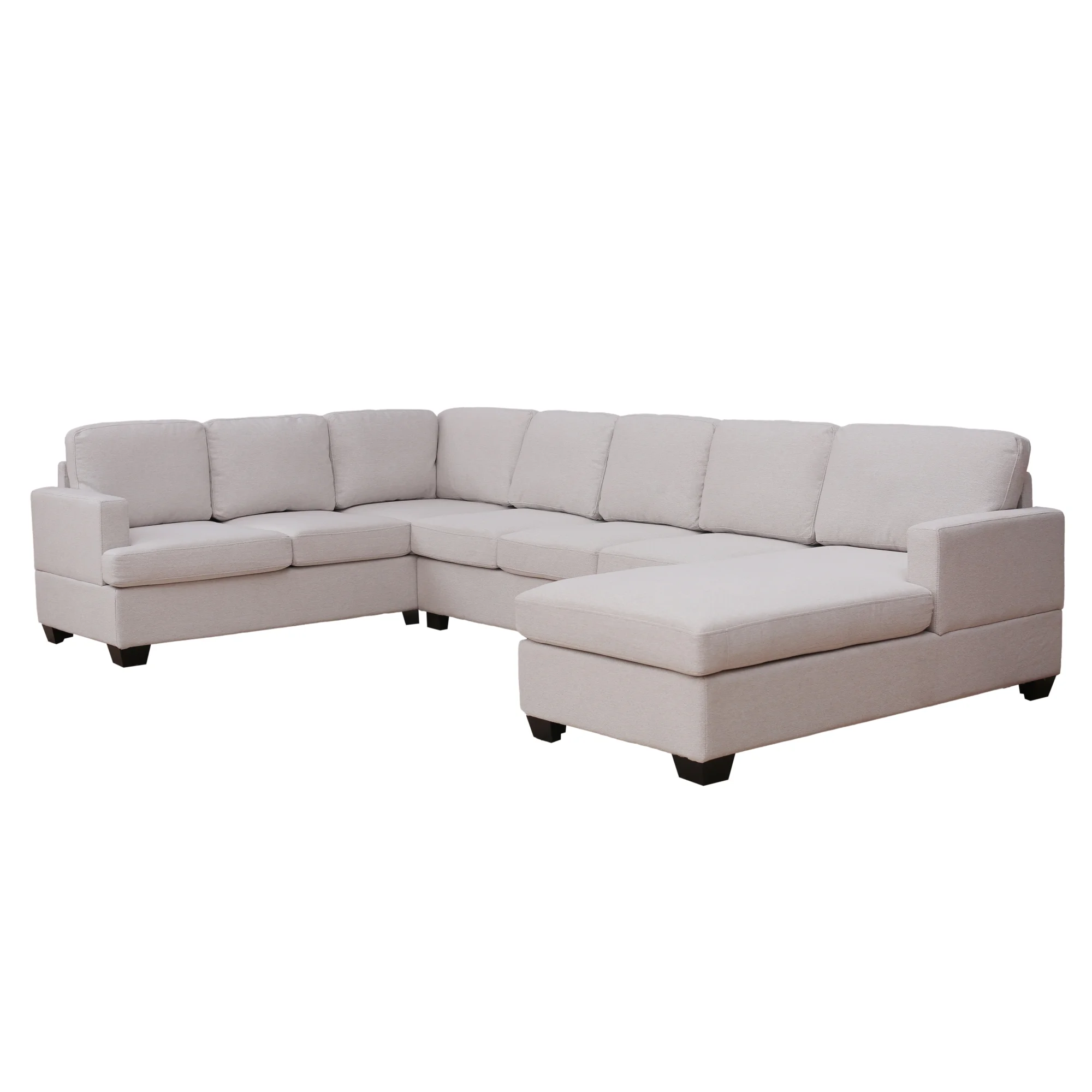Dawn Whisper Modern Large Upholstered U-Shape Sectional Sofa, Extra Wide Chaise Lounge Couch, Beige