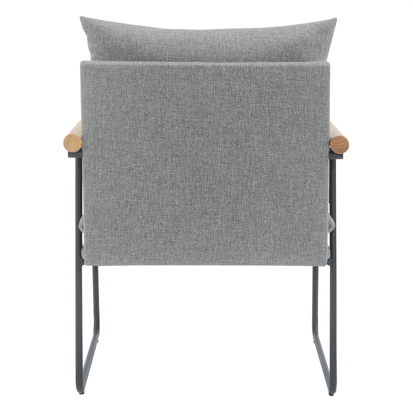 Dutton Armchair in Charcoal Fabric with Natural Arms and Black Sled Base