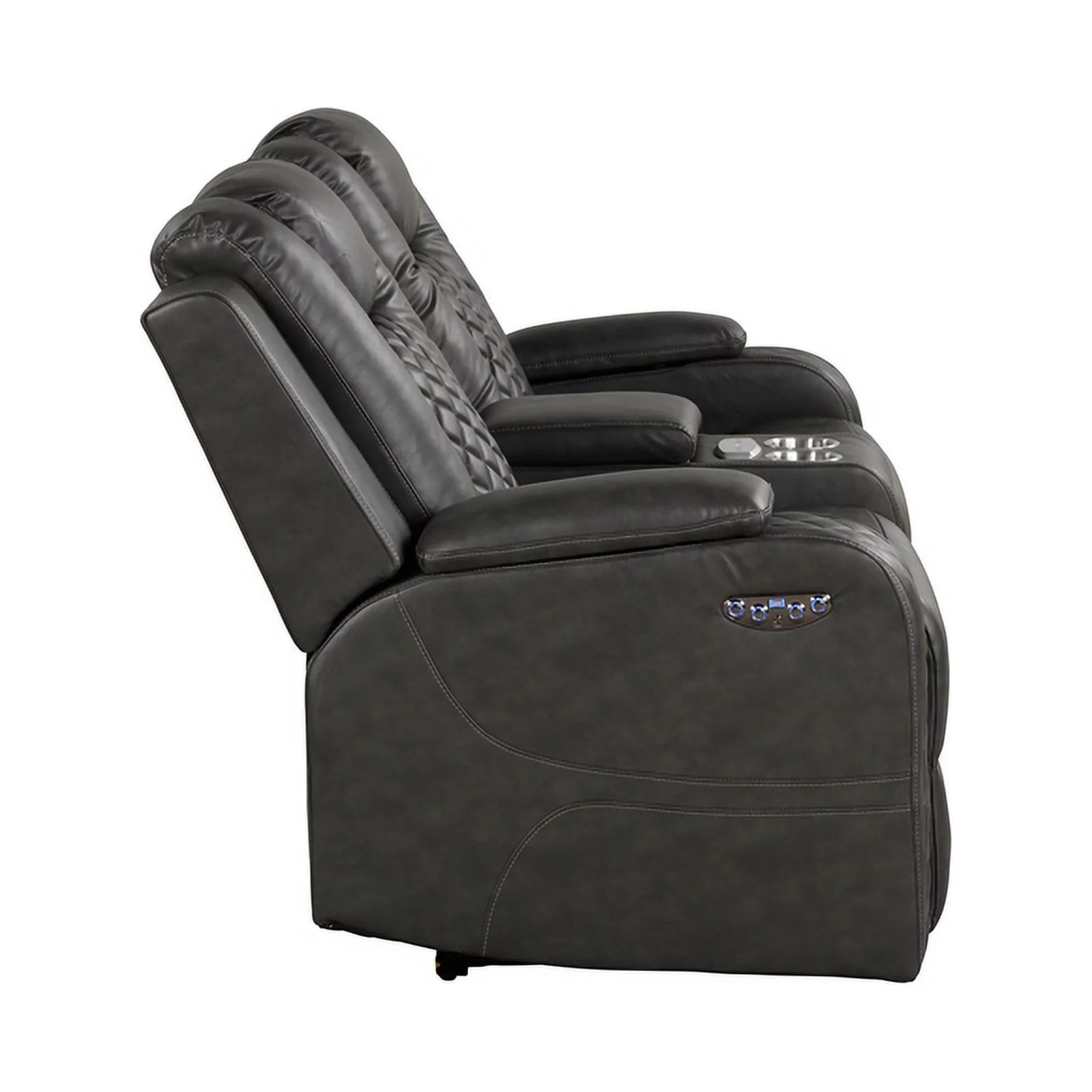 Benz LED & Power Recliner 3 PC Made With Faux Leather in Gray