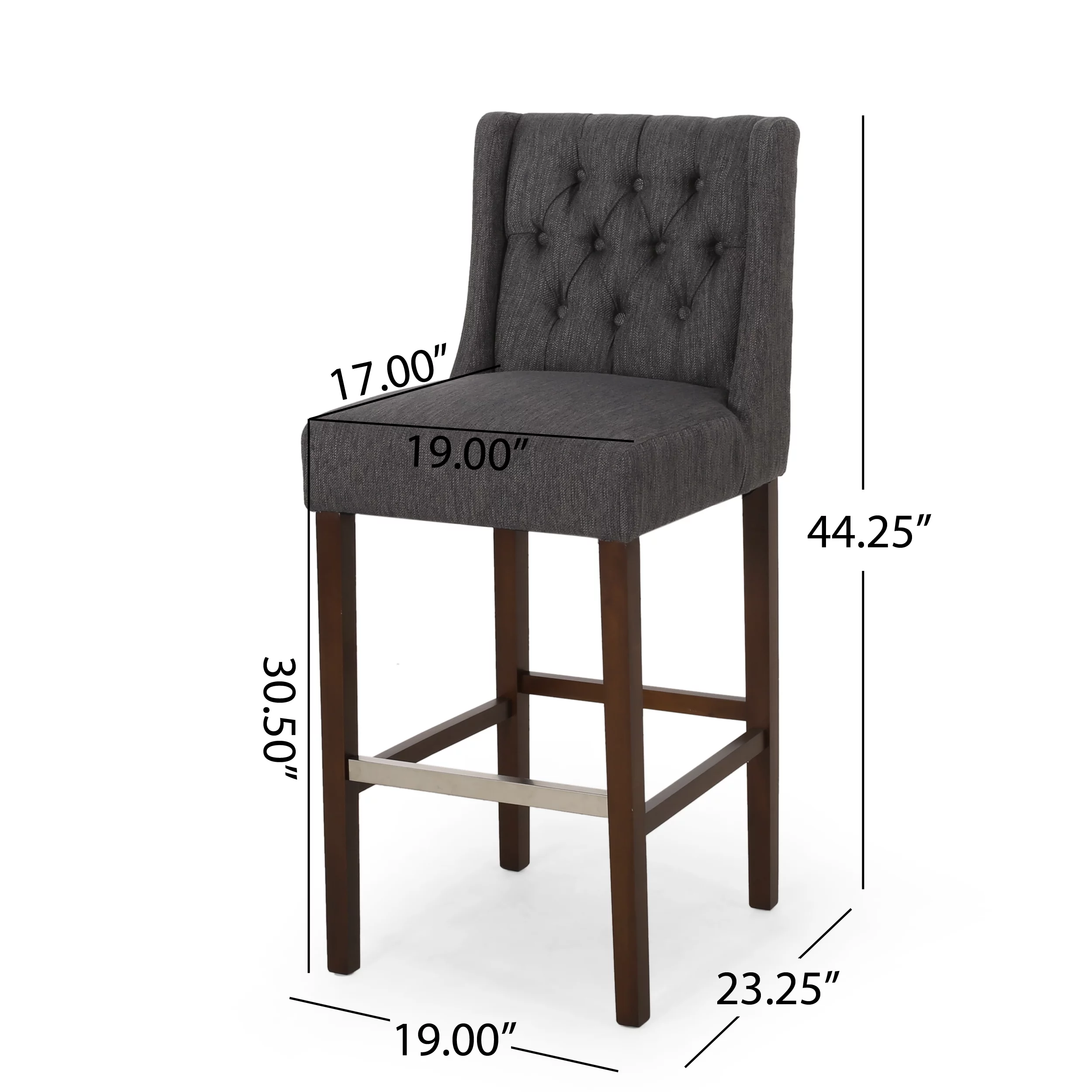 Noble House Daylanie Barstools, Charcoal, Espresso