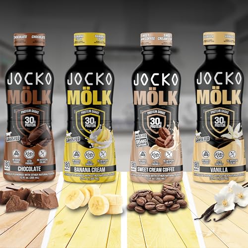Jocko Mölk 30g Grass Fed Protein Shakes – No Added Sugar Protein Drinks KETO Friendly - Ready to Drink 12 FL Oz (Pack of 12) Chocolate