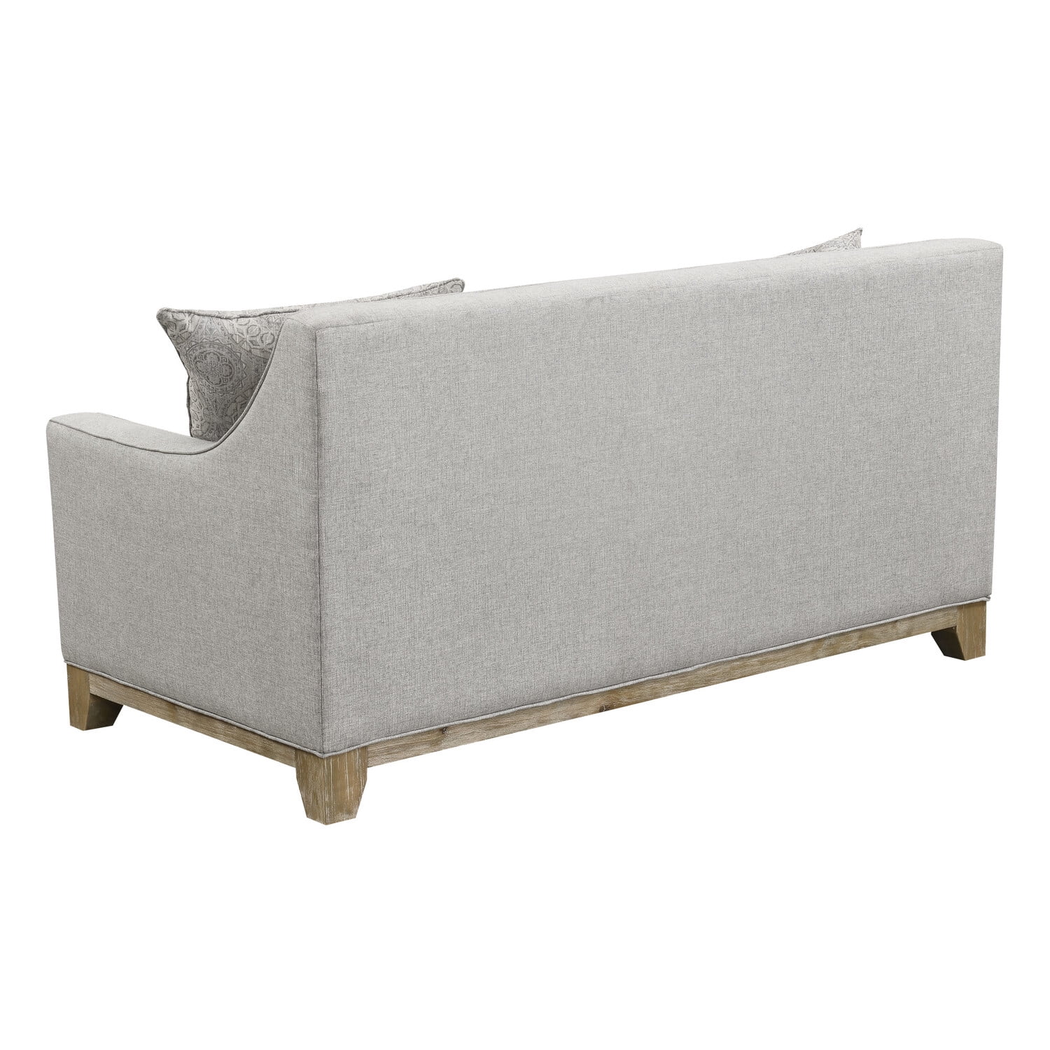 Wallace & Bay Herman Classic Gray Loveseat with Button Tufting, Track Arms, And Weathered Wood Base