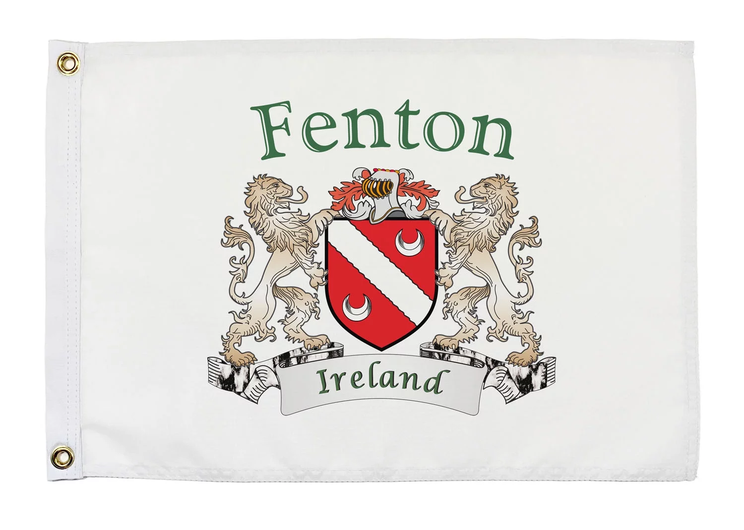 Fenton Irish Coat of Arms Small White Flag - 16