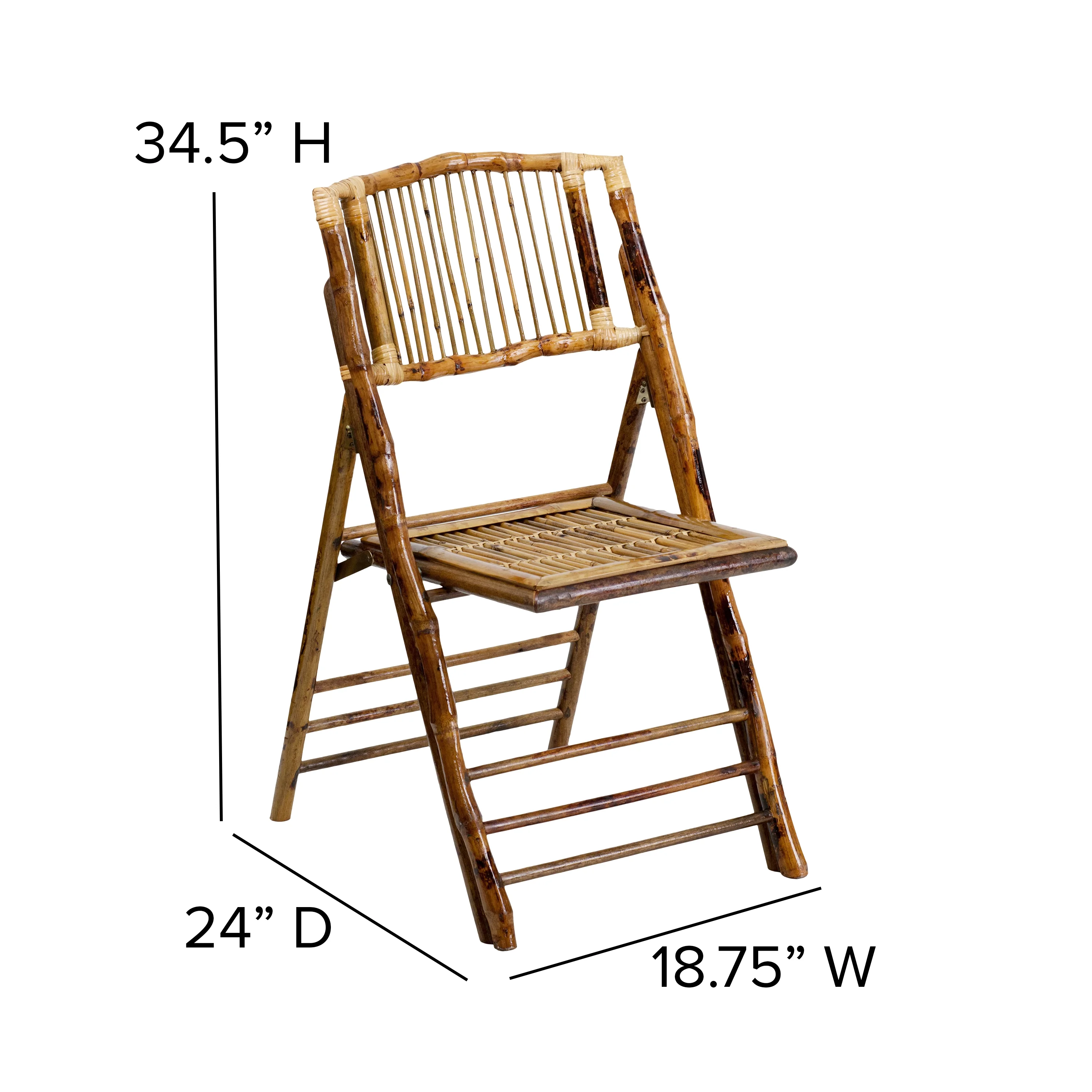 Emma + Oliver 4 Pack Bamboo Wood Folding Chair - Event Folding Chair - Commercial Folding Chair