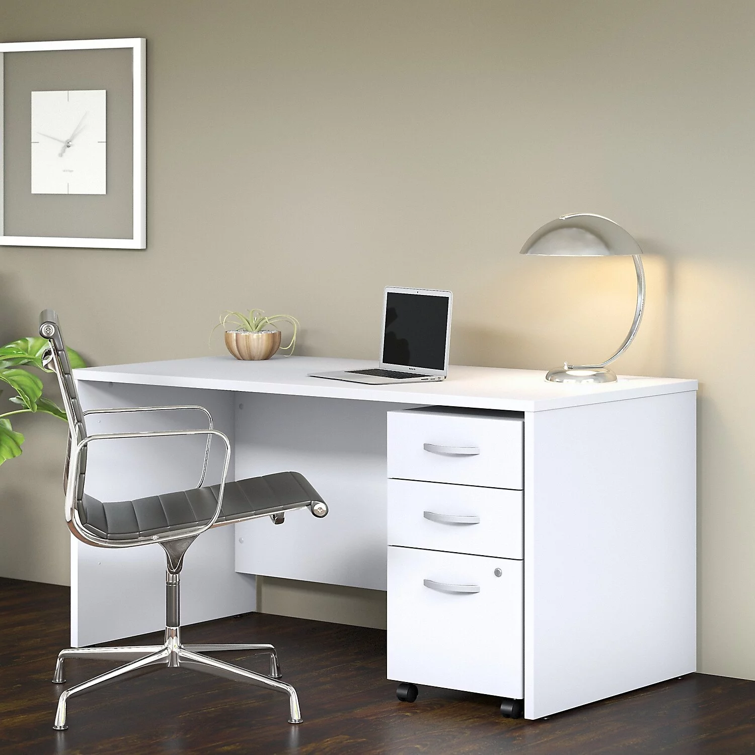 Studio C 60W x 30D Office Desk in White - Engineered Wood