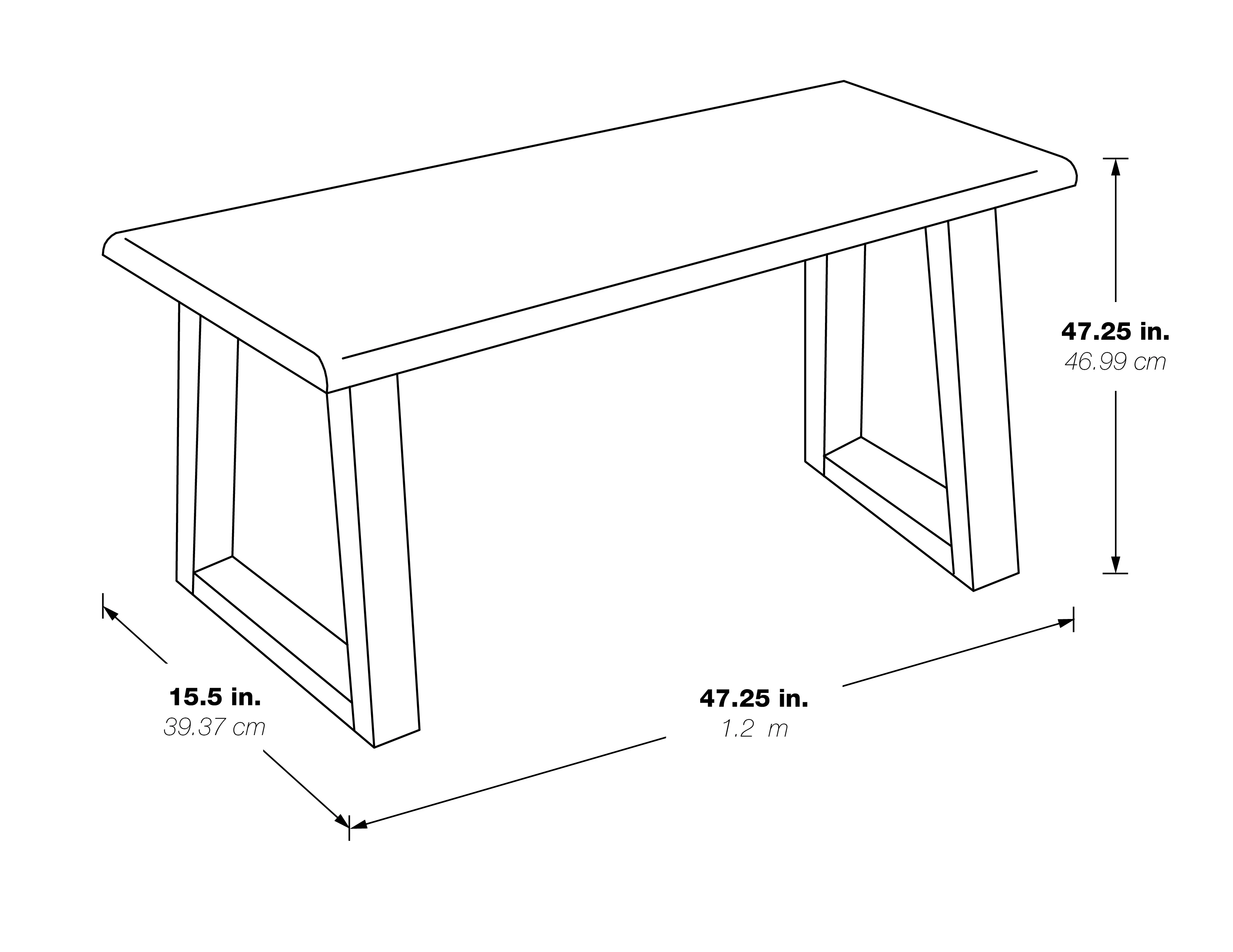 Weston Bench in Charcoal Engineered Wood with Light Gray Base