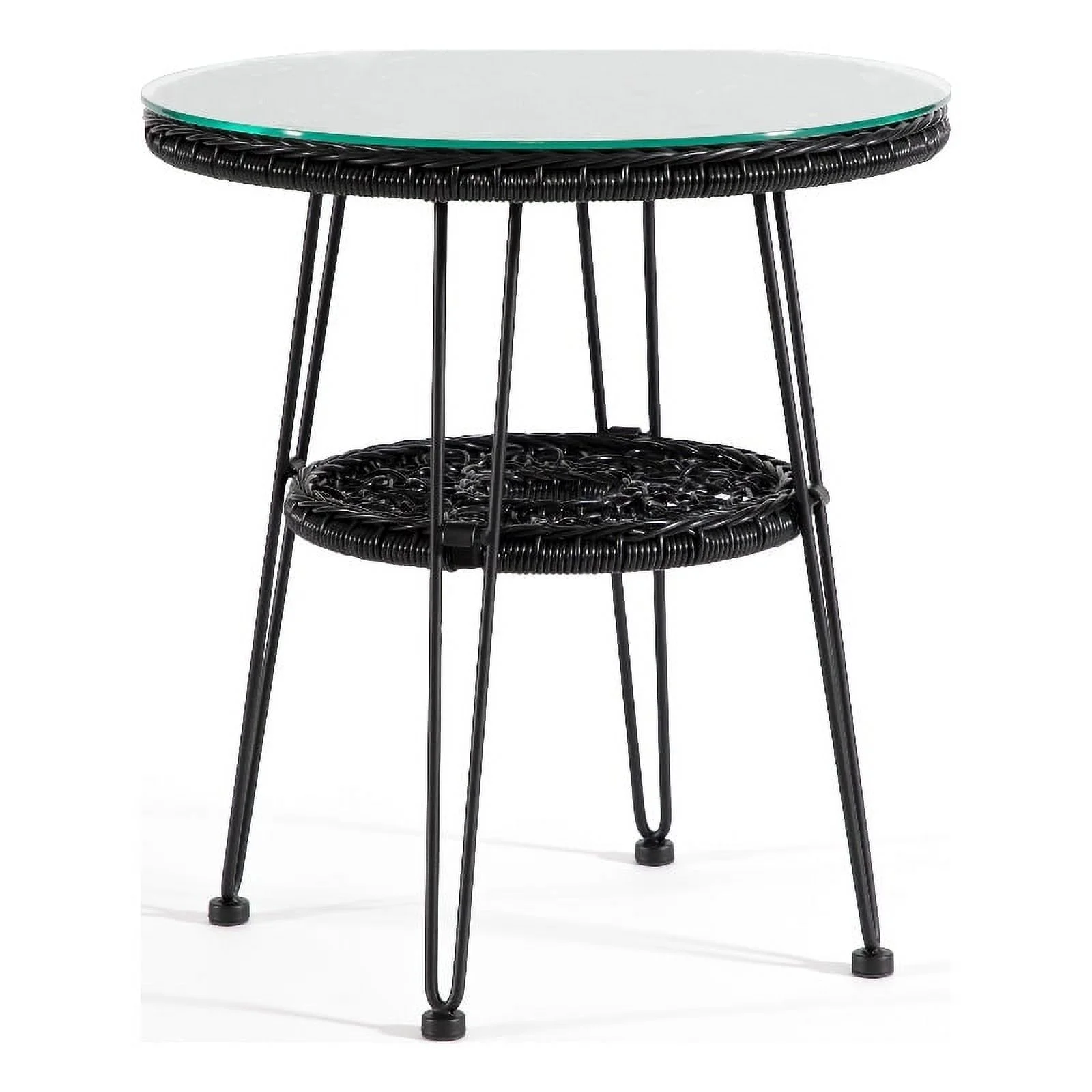 Afuera Living Wicker / Rattan Round Outdoor Coffee Table in Black