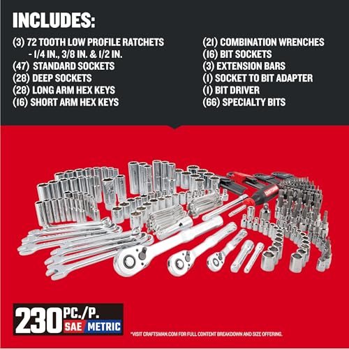 Craftsman 262-Piece Mechanic Tool Set, Master Socket Set with 3-Drawer VERSASTACK Tool Box, SAE/Metric Set (CMMT45309)