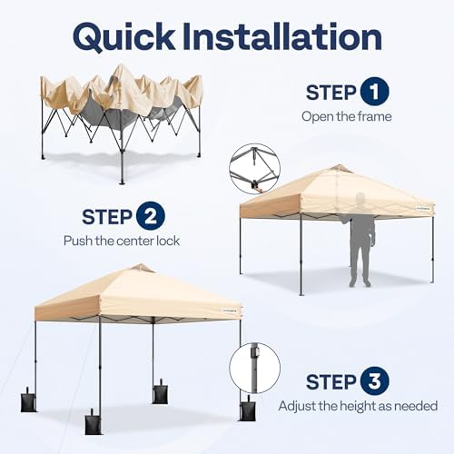 VIVOHOME 10x10ft Pop Up Canopy Tent One Push Setup Outdoor Portable Shelter Tent Heavy Duty with Wheel Carry Bag and 4 Sandbags, White