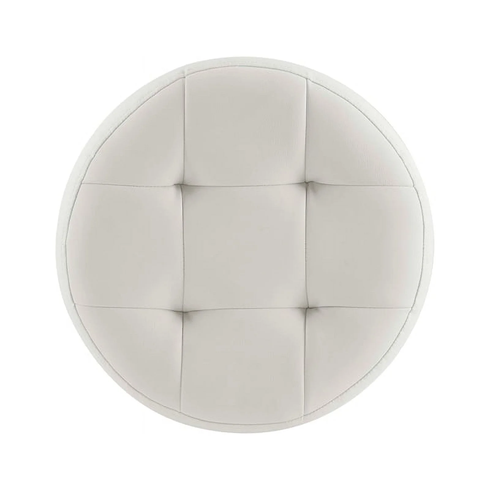 Bowery Hill Modern Round Faux Leather Swivel Ottoman in White