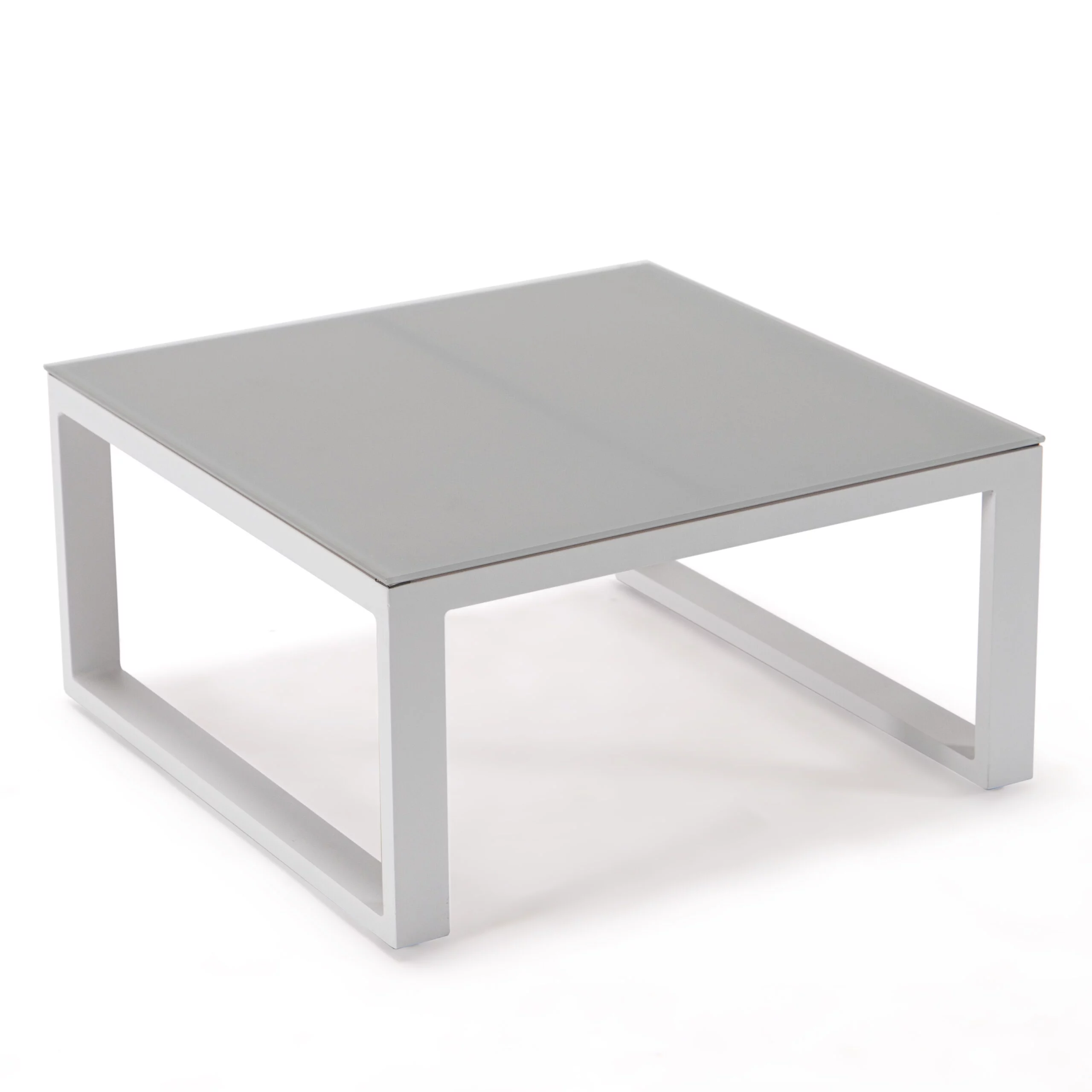 LeisureMod Chelsea White Sectional With Adjustable Headrest & Coffee Table With Cushions