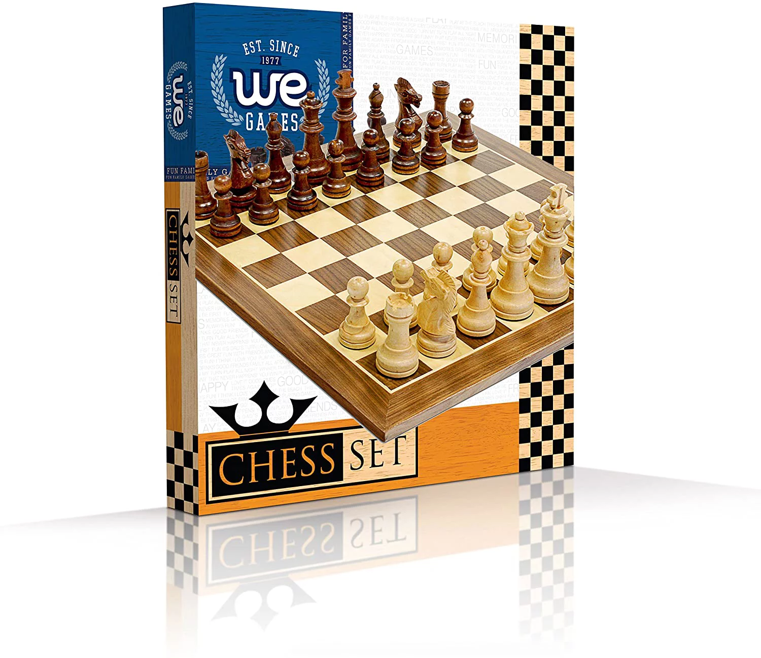 WE Games Traditional Staunton Wood Chess Set - 15 in. - 3.75 in. King - Wood Expressions, Inc.