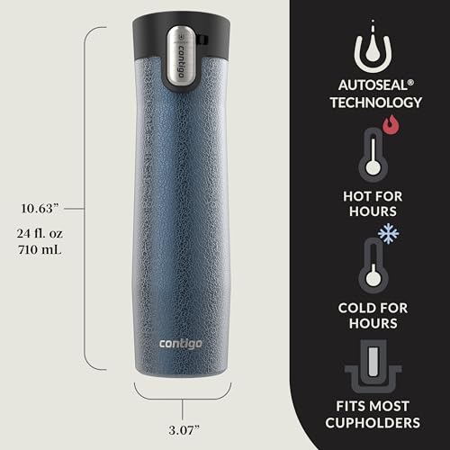 Contigo AUTOSEAL West Loop Vacuum-Insulated Stainless Steel Travel Mug with Easy-Clean Lid 20 oz Sake