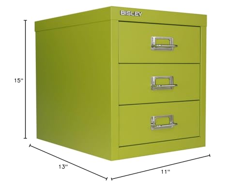 Bisley 10-Drawer Steel MultiDrawer Cabinet - Black, Chrome Pull Handles with Label Holders, Powder-Coated Steel, Removable Drawers, Fits Under Most Desks, Labels Included