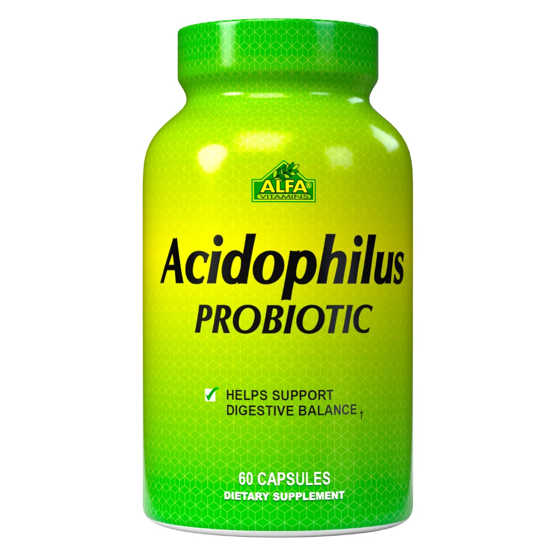 Acidophilus Probiotics by Alfa Vitamins®  - Lactose Intolerance - Digestive Balance - 60 Capsules