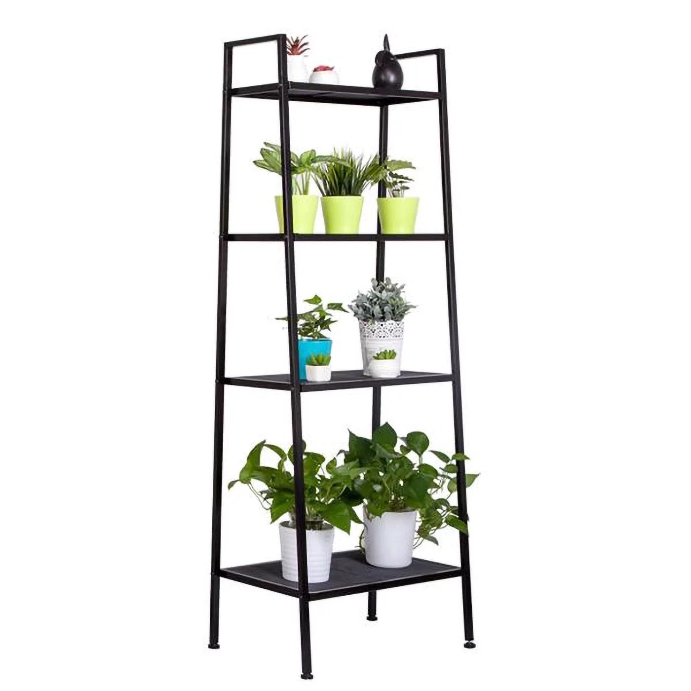 RUseeN Bookshelf, 4-Tier Shelving Unit, Bookcase, Book Shelf, 13.8 x 23.6 x 57.8 Inches, for Home Office, Living Room, Rustic Black