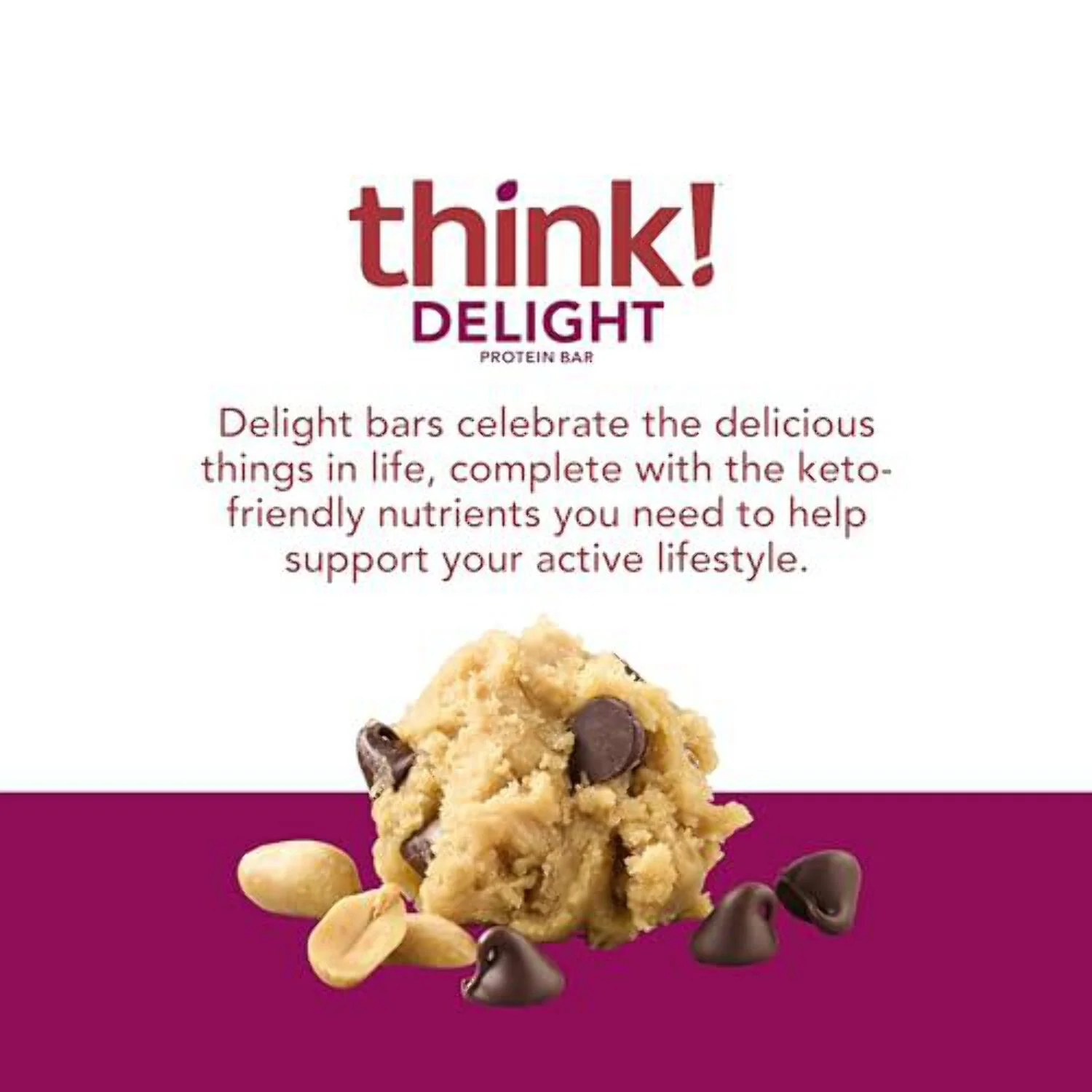 Think ! Keto Protein Bars, Chocolate Peanut Butter Cookie Dough, 10 Bars, 1.2 oz (34 g) Each