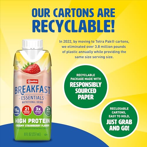 Carnation Breakfast Essentials High Protein Ready-to-Drink, Classic French Vanilla, 8 FL OZ Carton (Pack of 24)