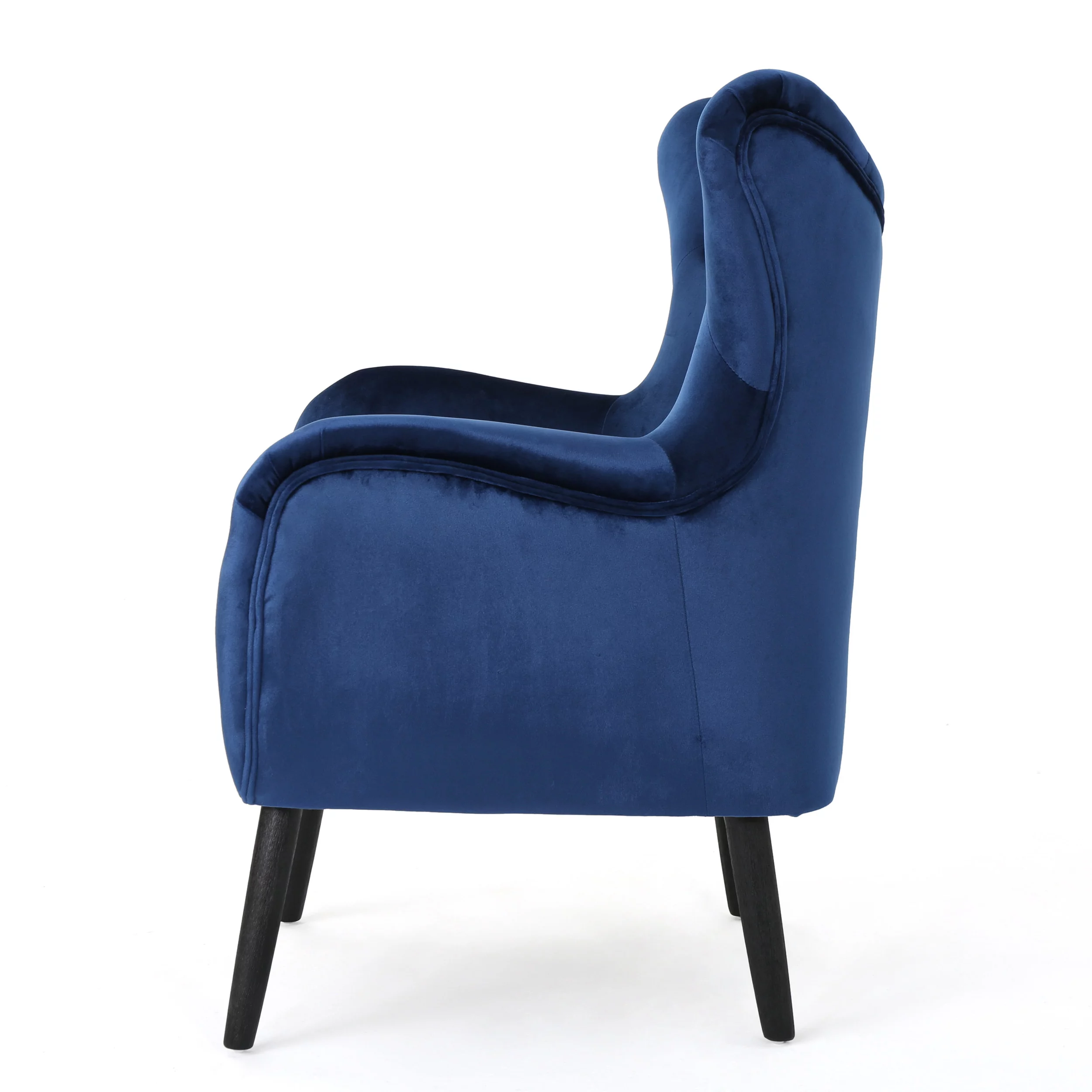 Bellamy Studios Mid Century Velvet Wingback Chair, Navy Blue