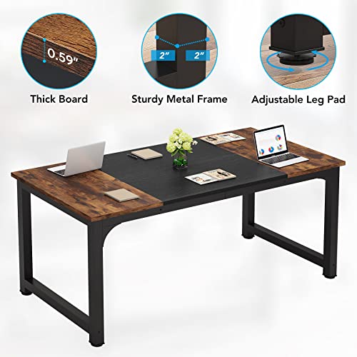 LITTLE TREE 63 Inch Large Executive Computer Office Desk, White