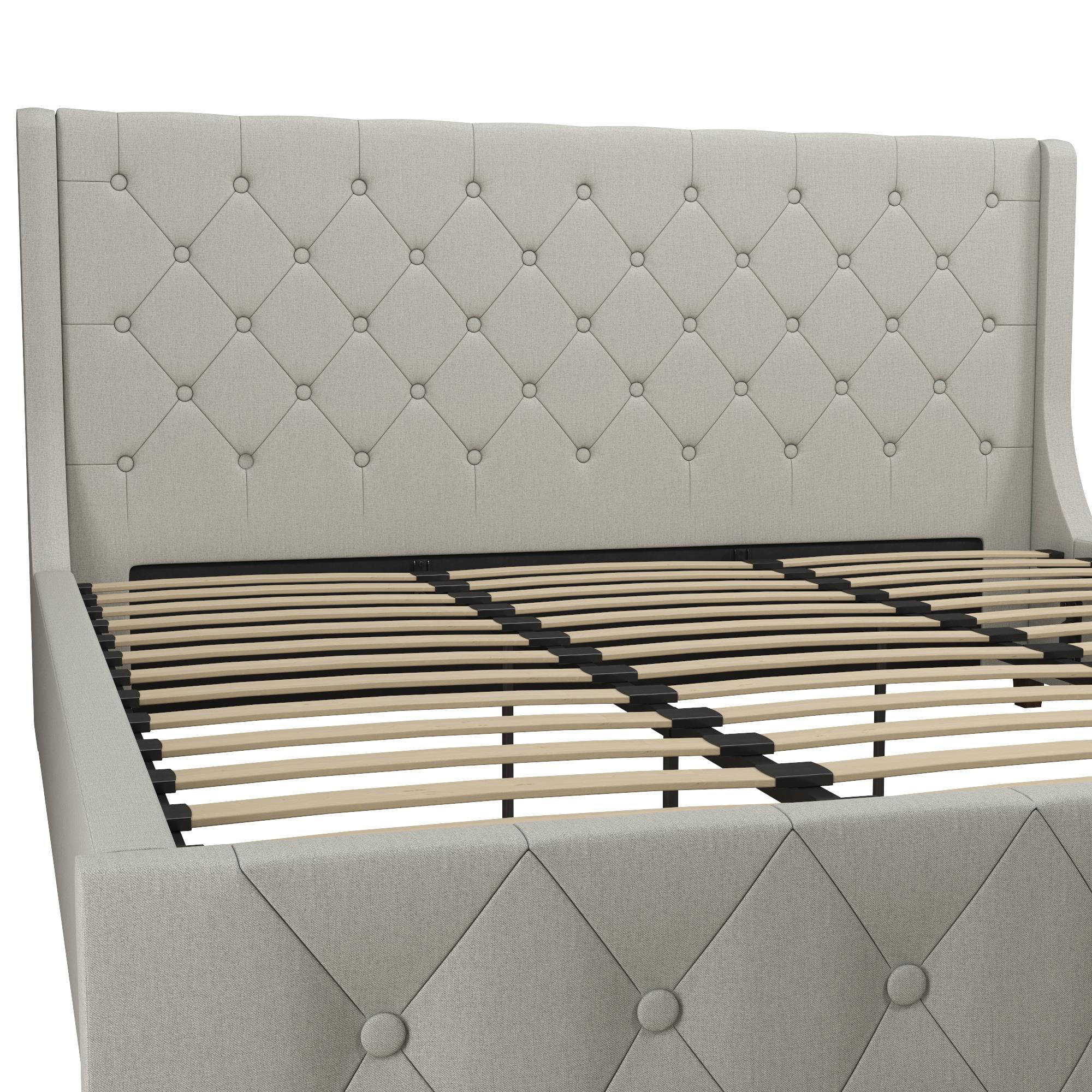 CosmoLiving by Cosmopolitan Mercer Upholstered Bed, Light Gray Linen, King