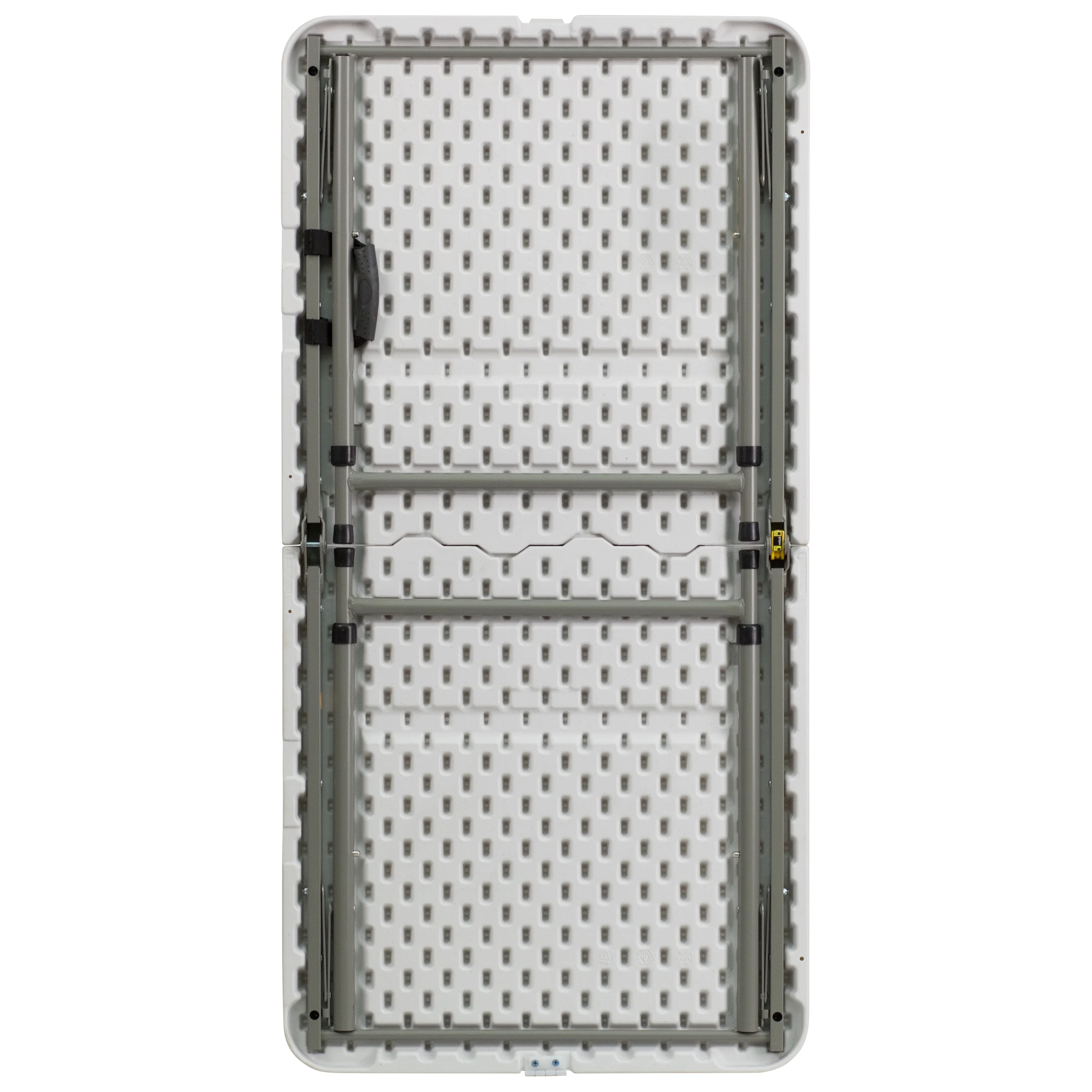 Emma + Oliver 4-Foot Height Adjustable Bi-Fold White Plastic Folding Table w/ Handle