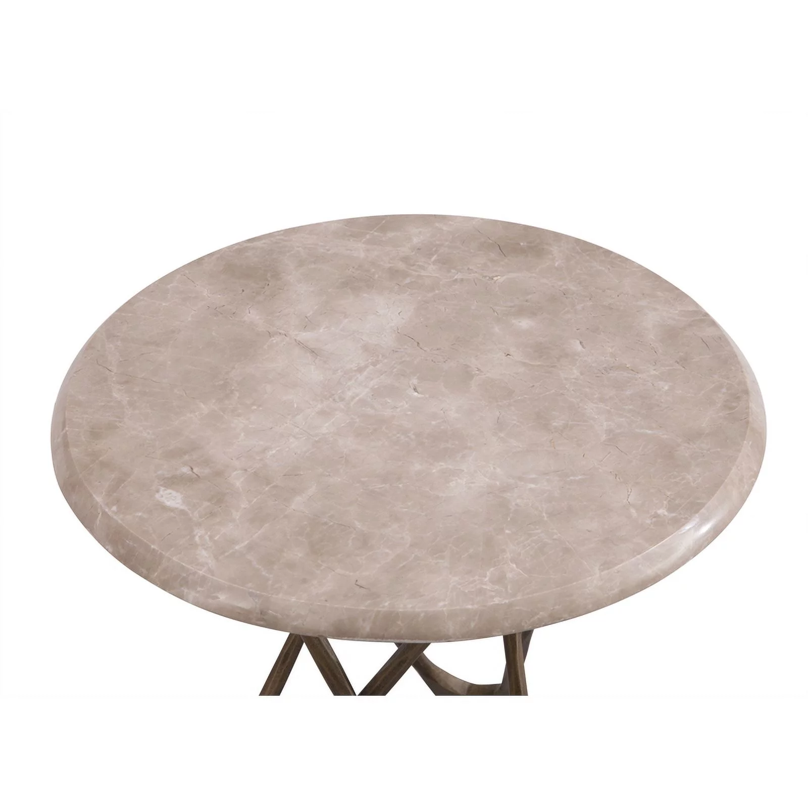 Leila Antique Brass Accent Table with Creamy Beige Marble Top