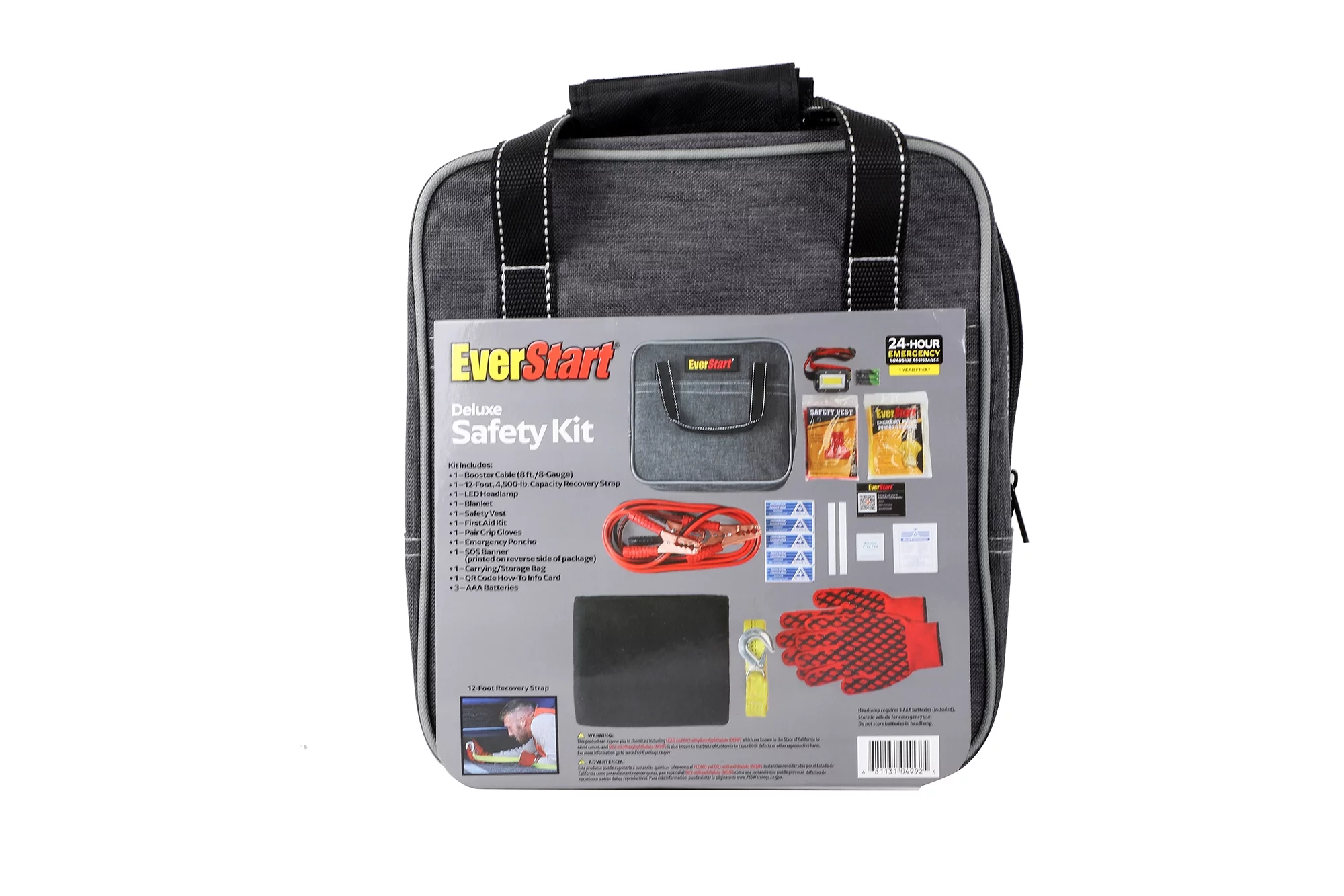 EverStart Deluxe Kit with Booster Cables. Assembled Product Dimensions: 12in x 14in x 5in