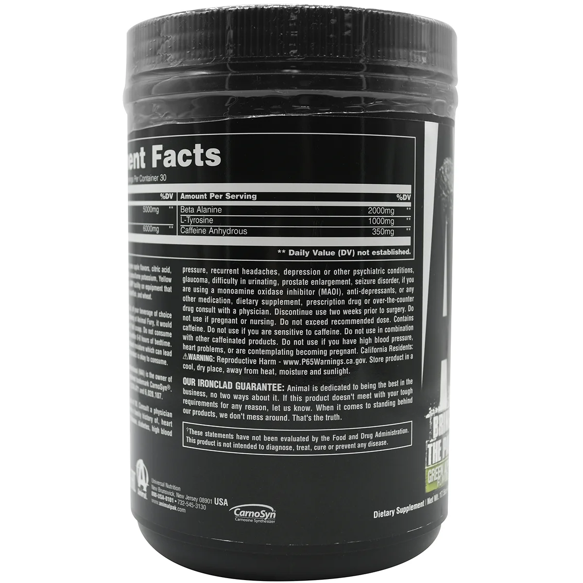 Universal Nutrition Animal Fury Dietary Supplement - Ice Pop - 30 Servings