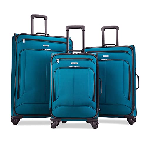 American Tourister Pop Max Softside Luggage with Spinner Wheels, Purple, 3-Piece Set (21/25/29)