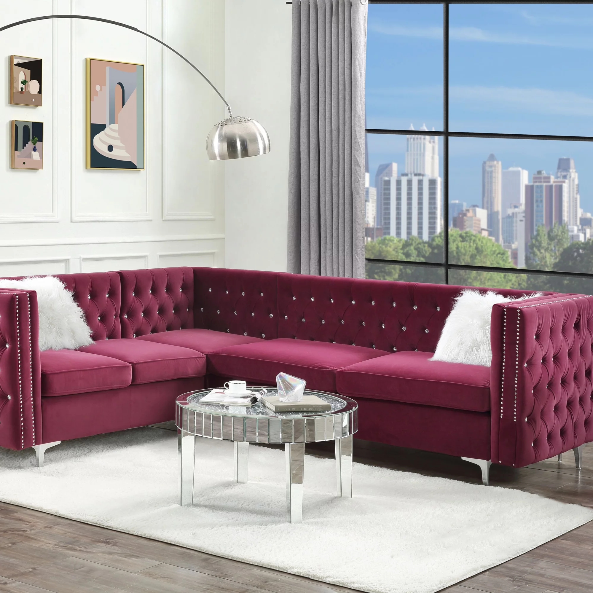 ACME Jaszira Left Facing and Right Facing Arms Modular in Burgundy