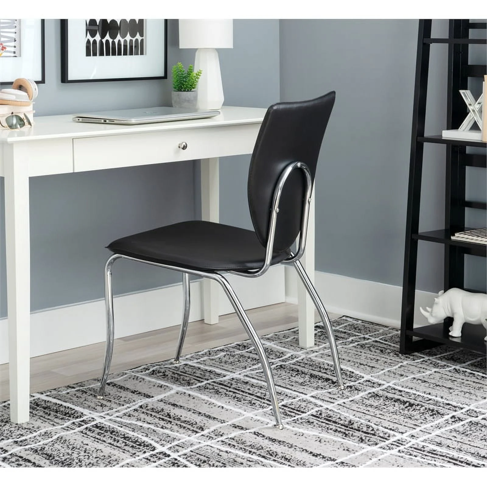 Riverbay Furniture Transitional Metal Stacking Side Chairs Set of Two in Black