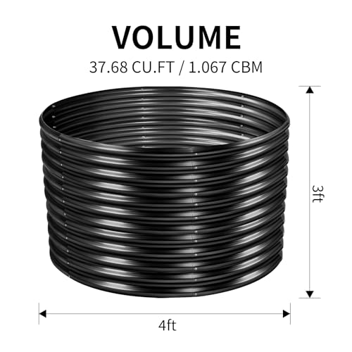 Land Guard 8x4x3ft Oval Galvanized Raised Garden Beds, Large-Capacity Metal Planter Box Outdoor, Durable Deep Raised Garden Bed 3ft Tall, Raised Beds for Gardening Vegetables, Cream Yellow