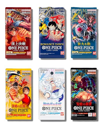 One Piece Cards (6 Sealed Packs) Potential Mystery Graded Card - Collection Starter Box│Japanese Version│1 Pack of Each Release (OP-01│OP-02│OP-03│OP-04│OP-05│OP-06)│1 in 20 Boxes Contains Graded Card