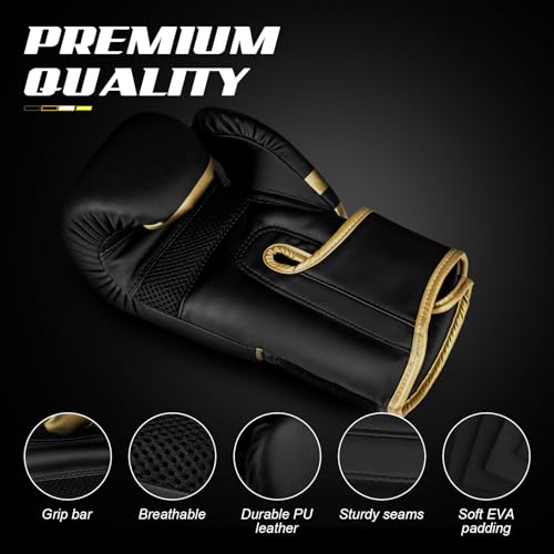 Boxing Gloves for Men & Women, Sparring Training Gloves for Boxing, Kickboxing, Muay Thai, MMA, Heavy Bag Workout Gloves with Multi-Layer Padding, Secure Fit, 10 12 14 16 oz