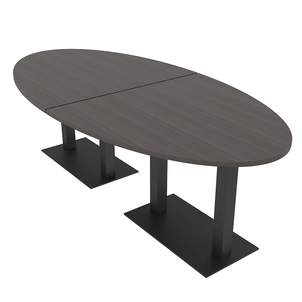 6 Person 8X4 Oval Conference Table with Metal Bases And Power Modules