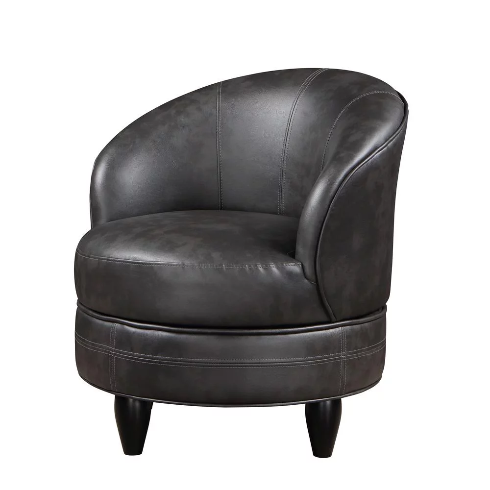 Sophia Swivel Accent Chair in Gray Faux Leather