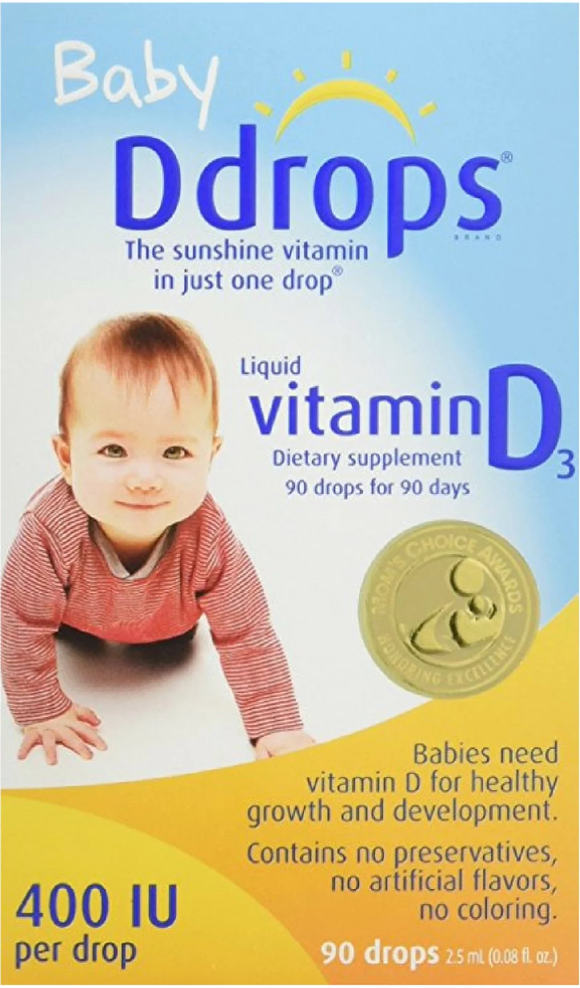 Ddrops Baby Liquid Vitamin D3 400 IU 2.50 mL (90 drops) (Pack of 2)