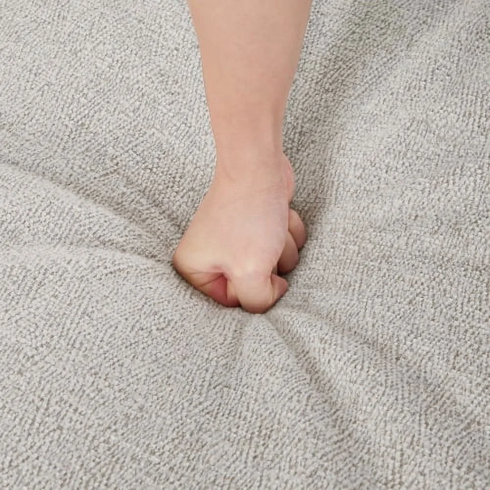 BSHTI Living Room Upholstered Sofa with high-tech Fabric Surface/ Chesterfield Tufted Fabric Sofa Couch, Large-White.