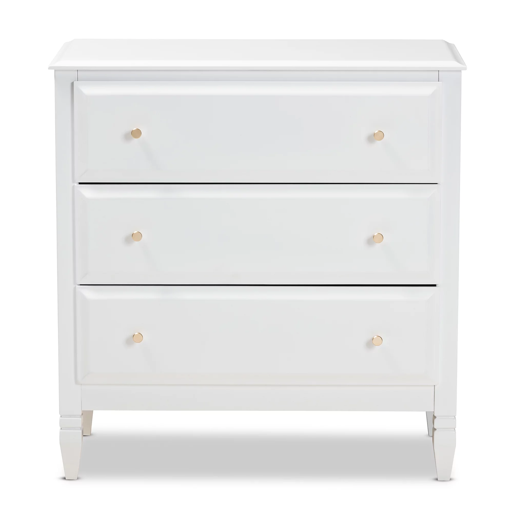 Baxton Studio Naomi Classic and Transitional White Finished Wood 3-Drawer Bedroom Chest