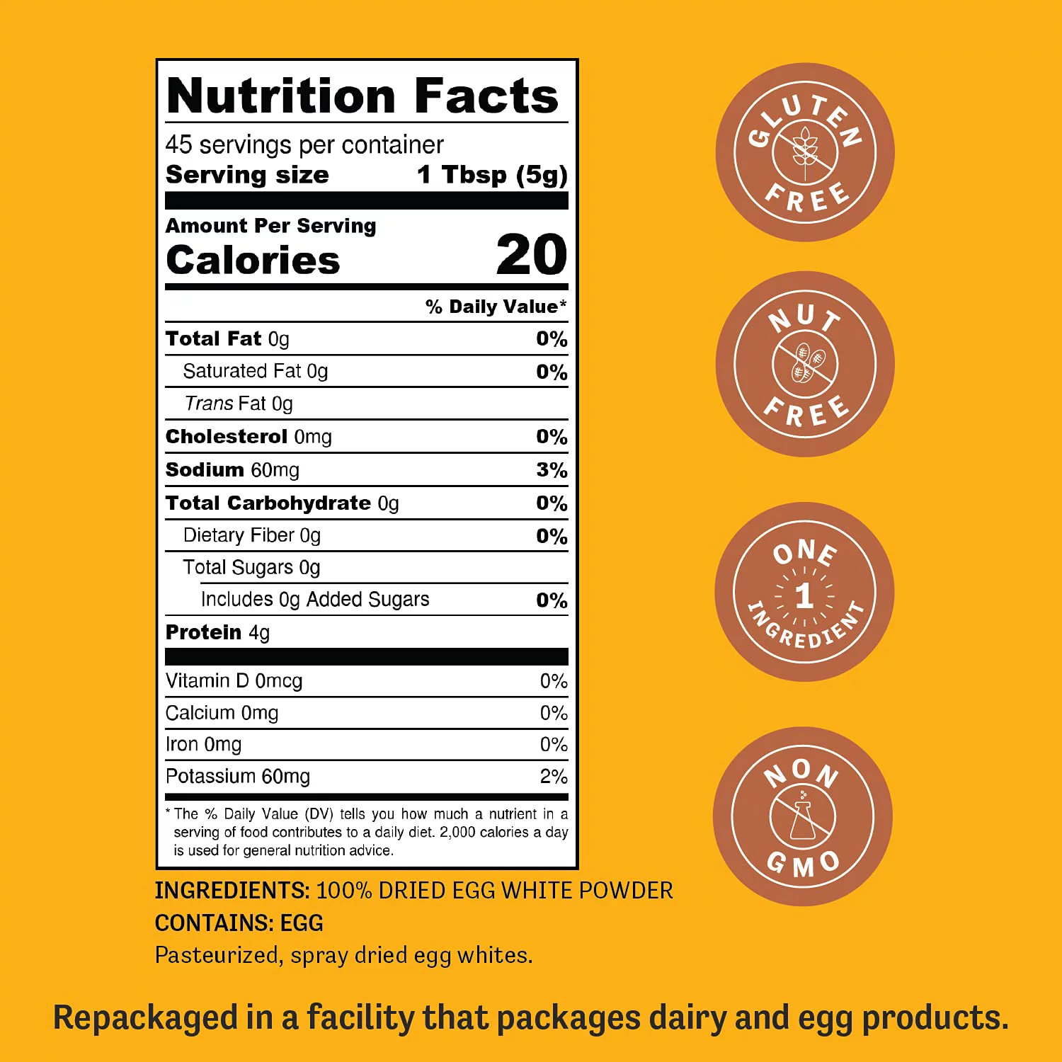 Judee’s Dried Egg White Protein Powder 8 oz - Pasteurized, USDA Certified, 100% Non-GMO, Gluten-Free & Nut-Free - Just One Ingredient - Made in USA - Use in Baking - Make Whipped Egg Whites