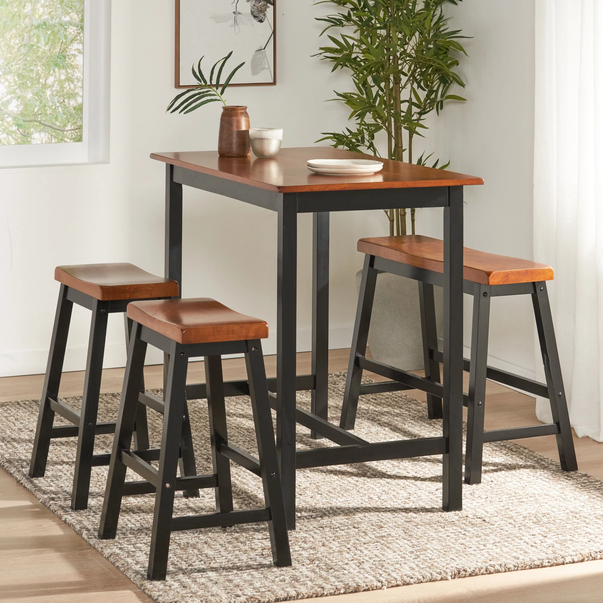 Noble House Parma 4 - Piece Black Wood Dining Set
